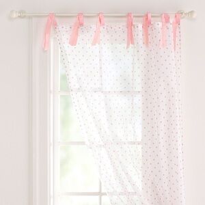 Pottery Barn Teen Dottie Sheer Curtain with Pink Polka Dots - Set of 2